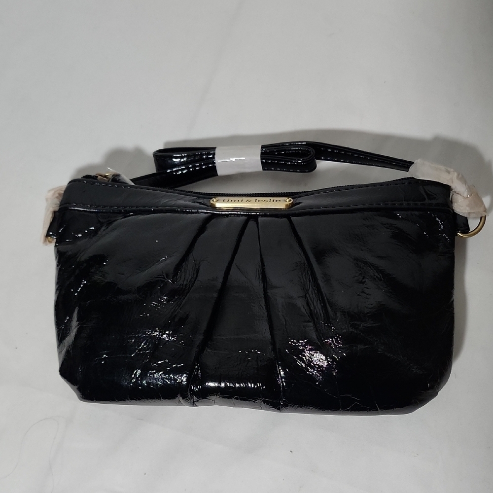 Elegant Black Patent Leather Wristlet